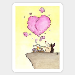 Cute hedgehog sends a heart smoke signal Sticker